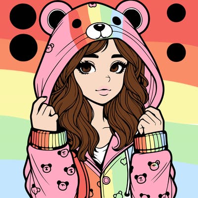 realistic girl in a animal pjs hoodie