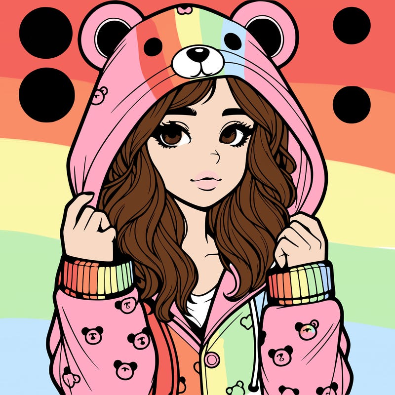 realistic girl in a animal pjs hoodie