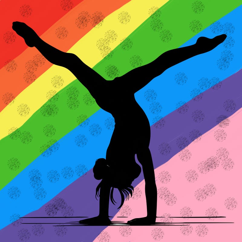 realistic gymnastic hand stand girl in four splits