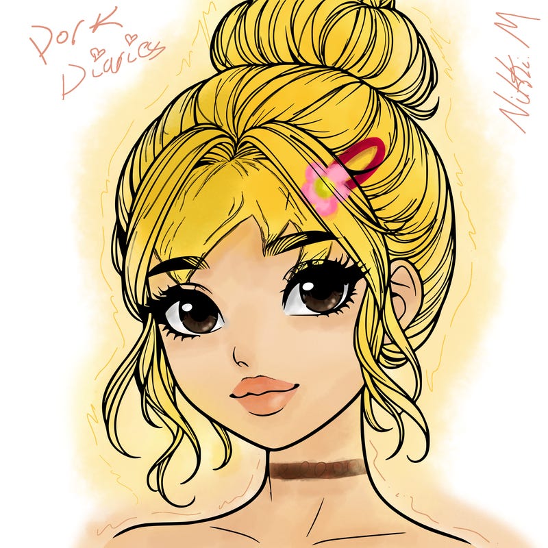 realistic pretty girl with hair in bun