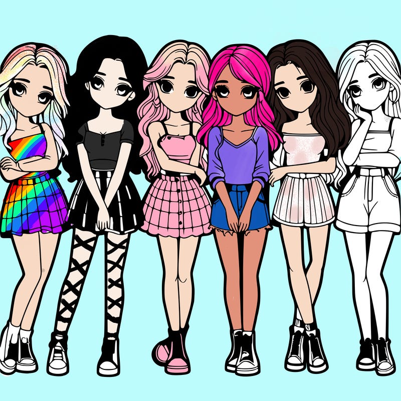 a group of girls realistic