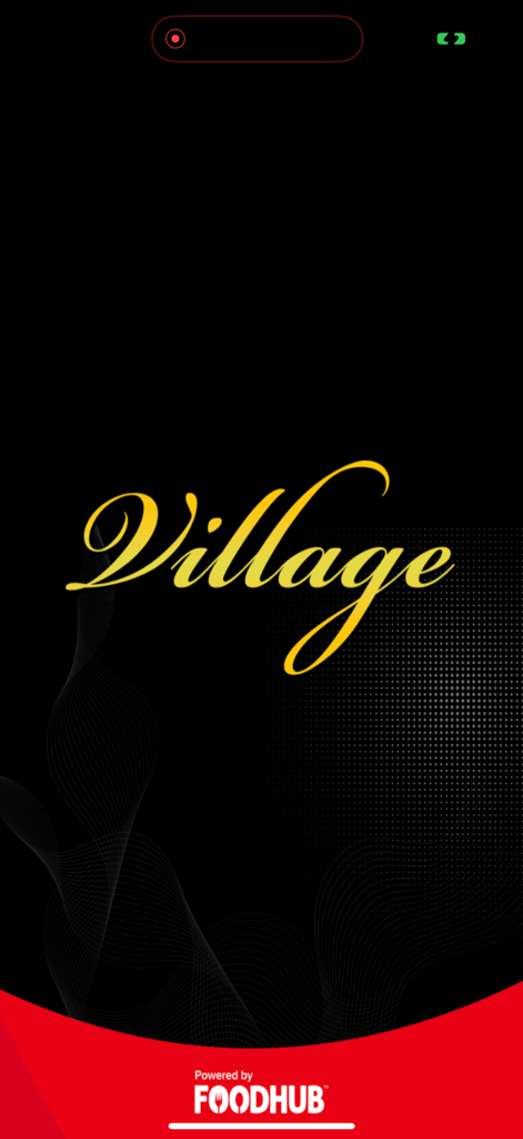 The Village Port Glasgow - Splash screen of The Village Port Glasgow food ordering app showing the brand name and Foodhub logo