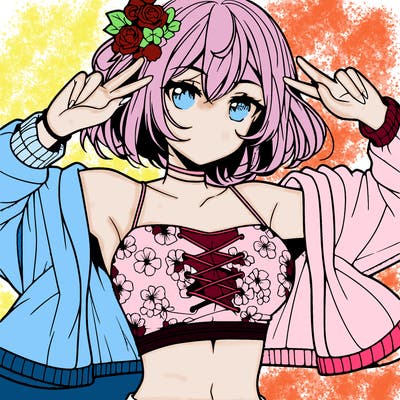 anime girl with crop top