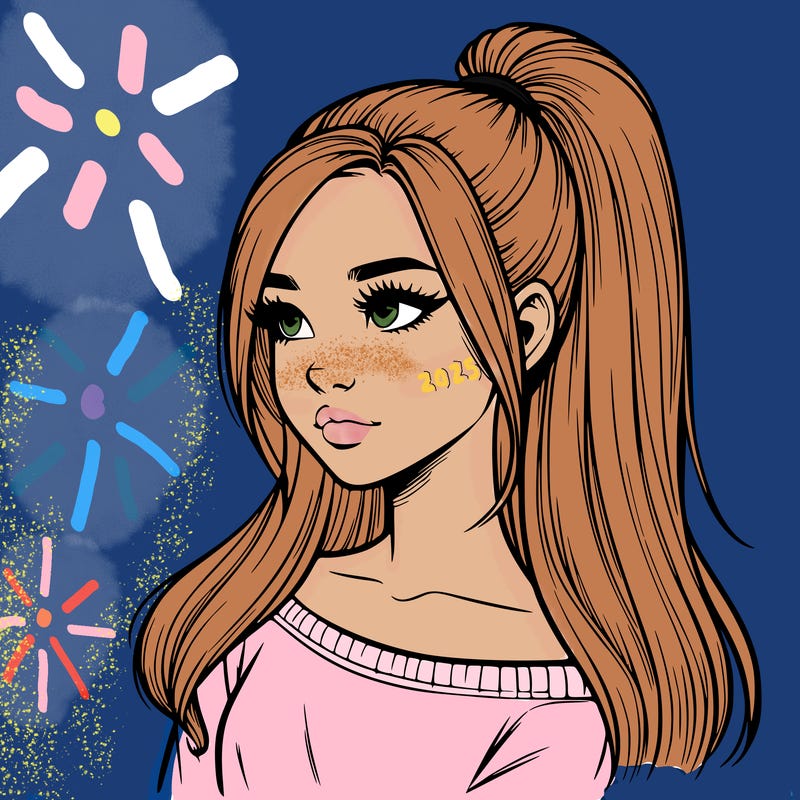 realistic girl with a high ponytail