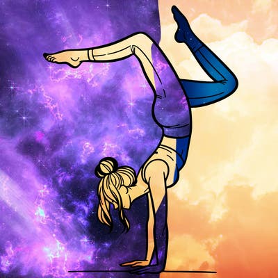 a woman doing a handstand