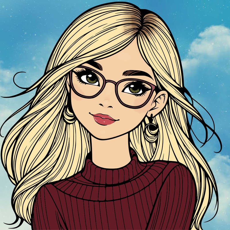 realistic girl with glasses