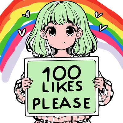 a girl holding a sign saying 100 likes please