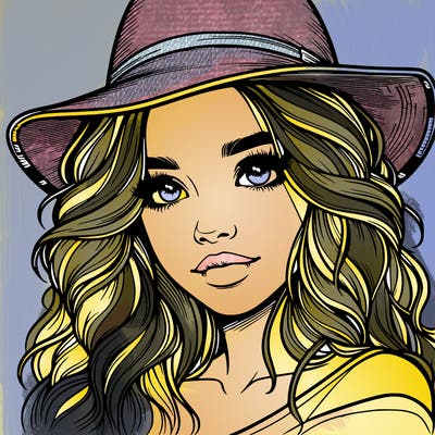 realistic girl with hat