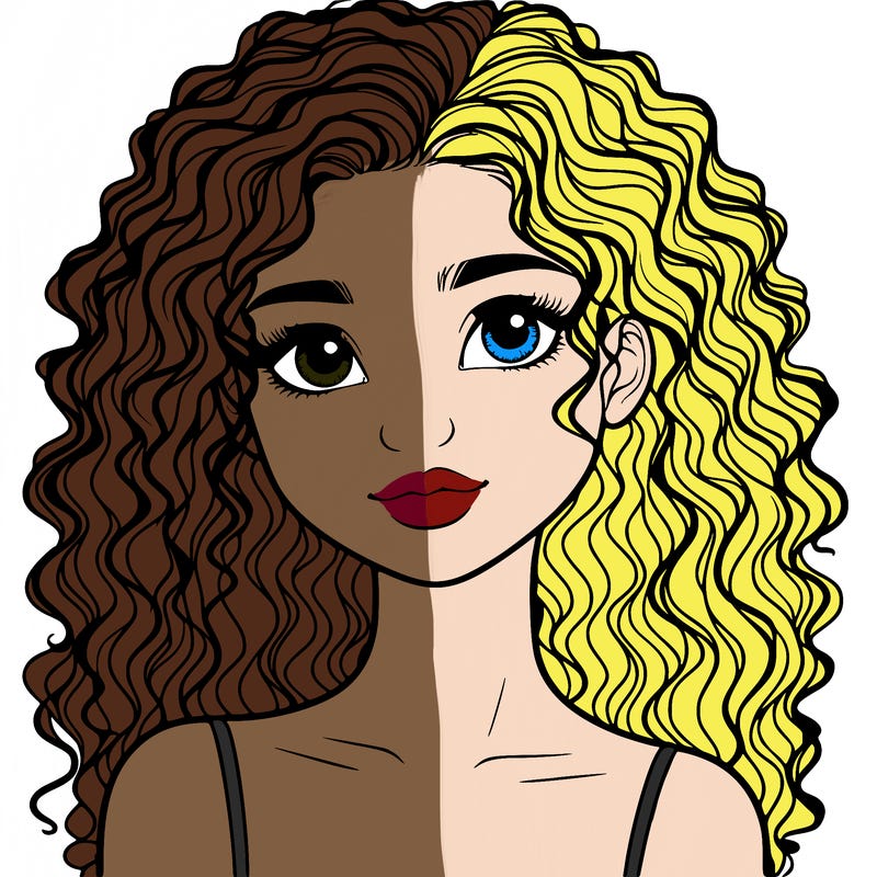 realistic girl with curly hair