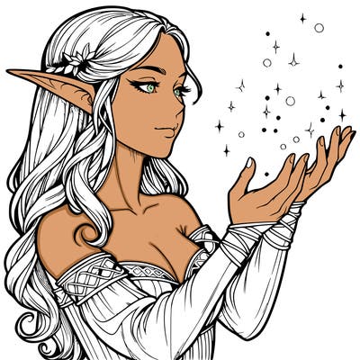realistic elf girl doing magic