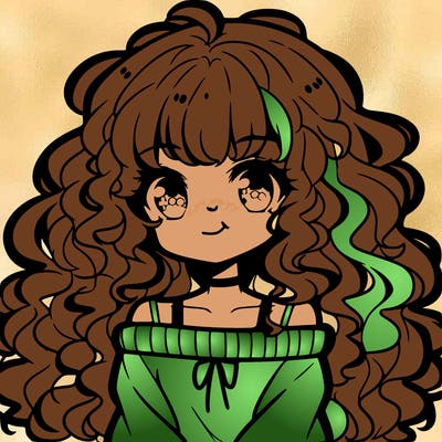 anime girl with curly hair