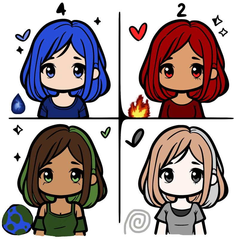 simple girl split in 4