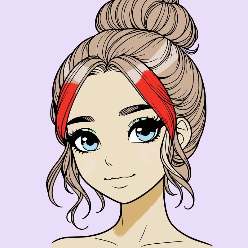 realistic pretty girl with hair in bun