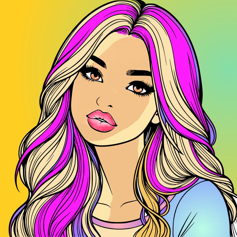 realistic girl with hair on her hair and lips