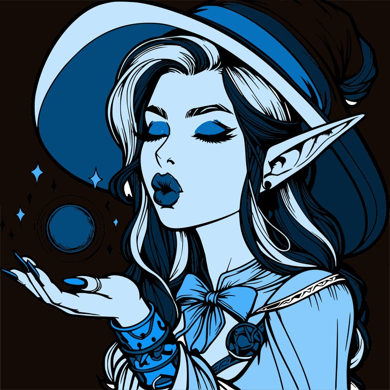 realistic elf casting a spell with lips