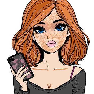 realistic girl with a phone