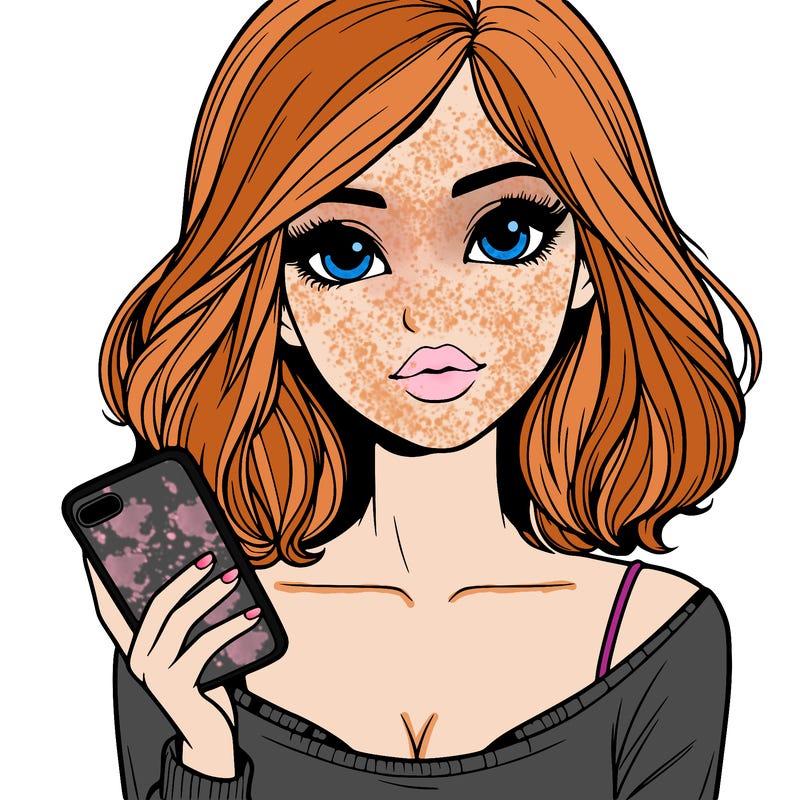 realistic girl with a phone