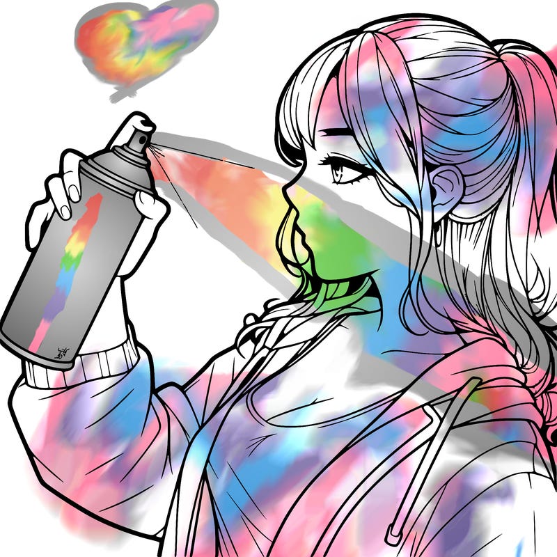 a realistic girl spray, painting