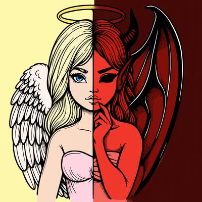 realistic angel half demon