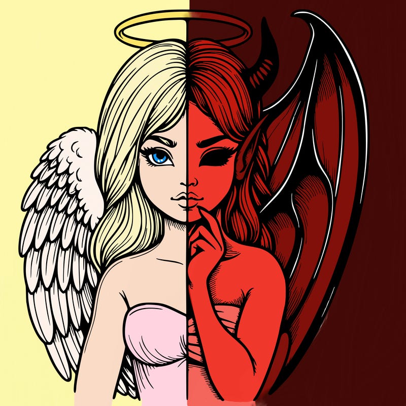 realistic angel half demon