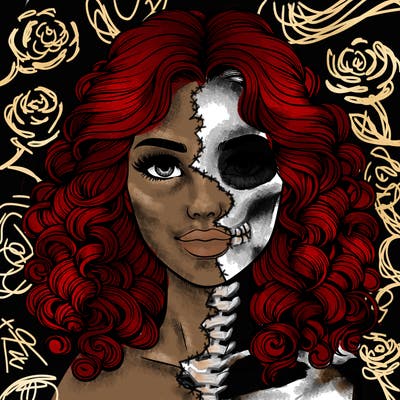 realistic woman with ringlet curls