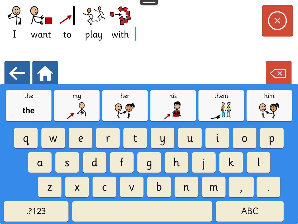 Clicker Communicator: AAC - Screenshot of the Clicker Communicator AAC app showing a symbol-supported keyboard and sentence builder.