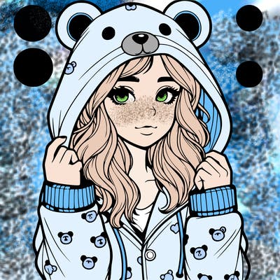 realistic girl in a animal pjs hoodie