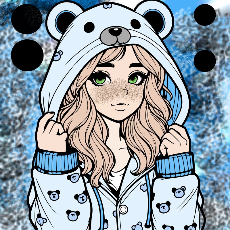 realistic girl in a animal pjs hoodie