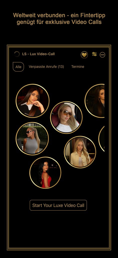 LuxurySecret: Dating & Love - LuxurySecret dating app interface for making exclusive video calls with premium members