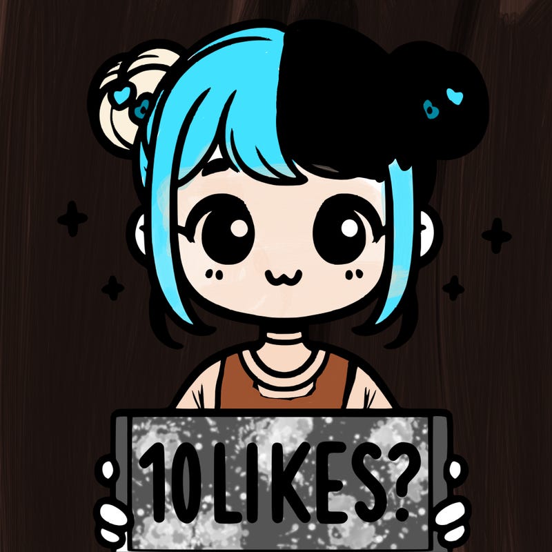 cute girl that is holding a sign that says 10 likes?