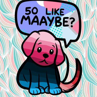 a puppy that says 5 like maybe