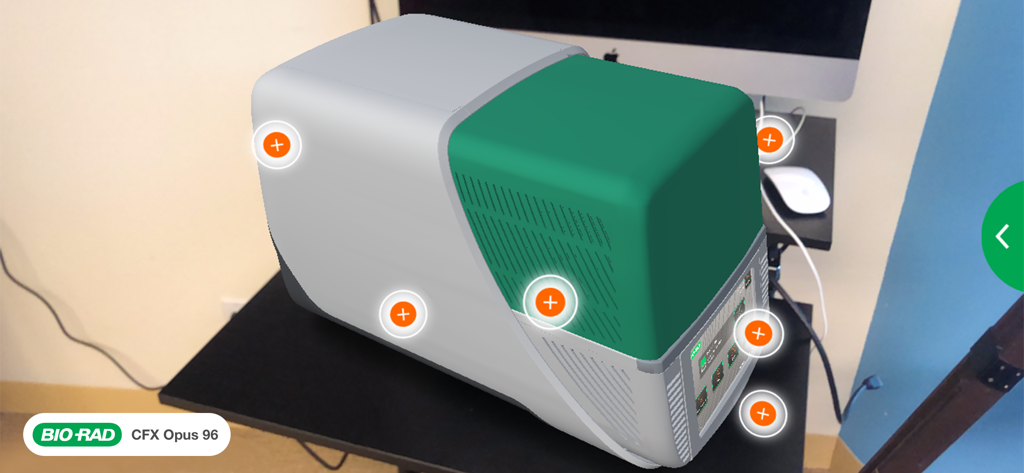 Bio-Rad AR - Augmented reality visualization of the Bio-Rad CFX Opus 96 on a desk