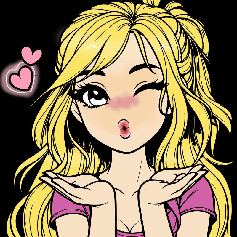 realistic girl winking and blowing a kiss while making heart hands
