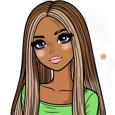 realistic girl with straight and long hair