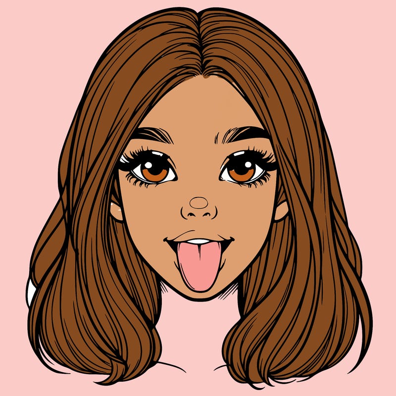 realistic girl with her tongue out