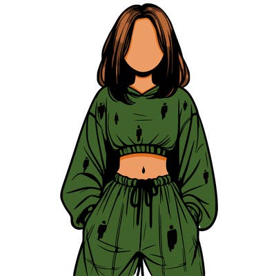 realistic girl faceless with baggy pants and a crop top
