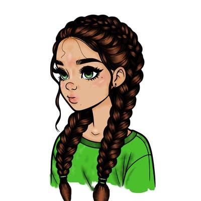realistic girl with braids