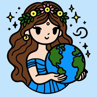 a goddess holding the earth in her hands