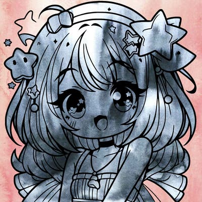 cute anime girl with star accessories