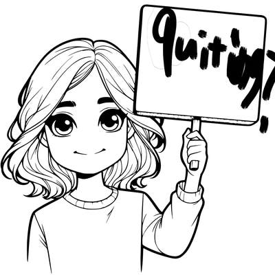 realistic girl holding up a sign