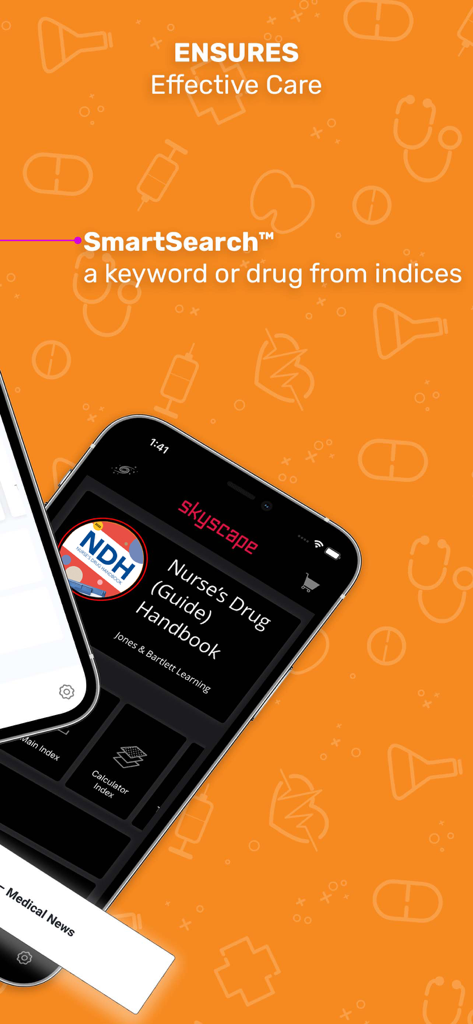 Nurse’s Drug Handbook - Mobile app interface for Nurse's Drug Handbook highlighting the SmartSearch feature
