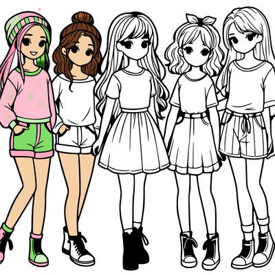 a group of five girls