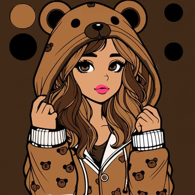 realistic girl in a animal pjs hoodie