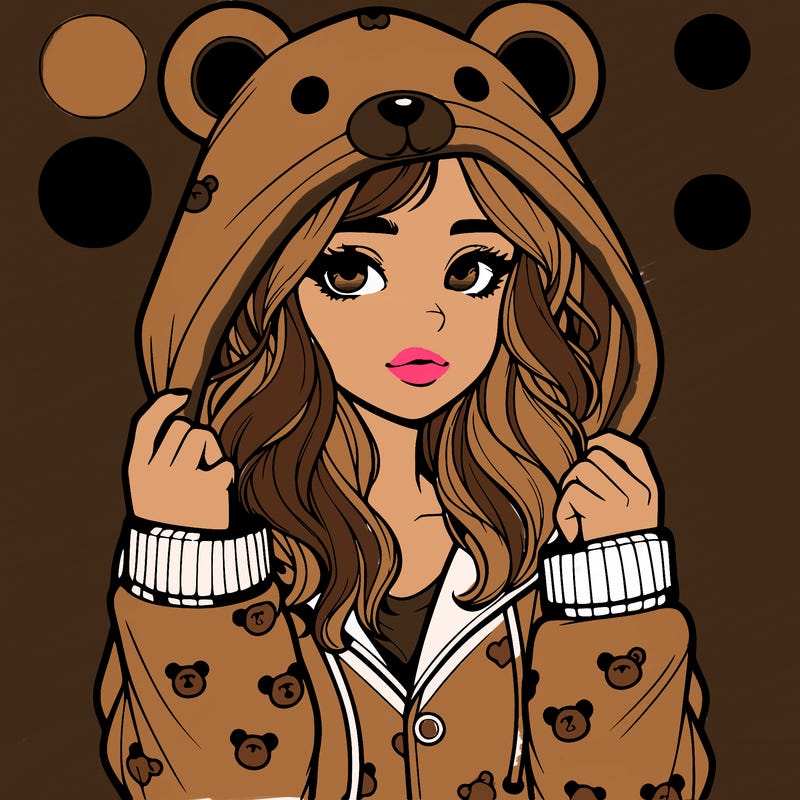 realistic girl in a animal pjs hoodie