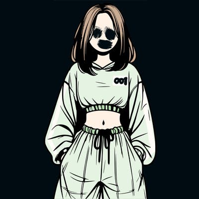 realistic girl faceless with baggy pants and a crop top