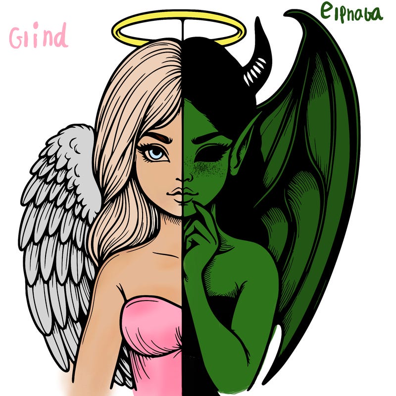 realistic angel half demon