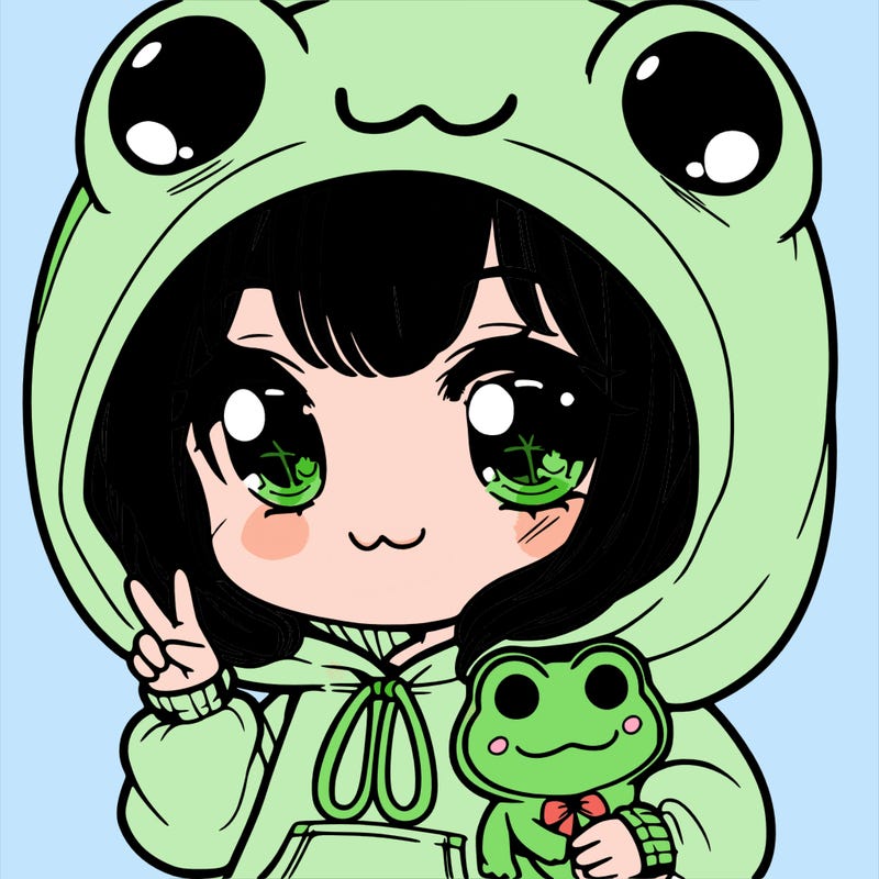 cute girl with a frog hoodie