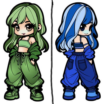 girl in crop top and baggy pants