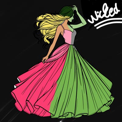 realistic woman with dress flowing in the wind