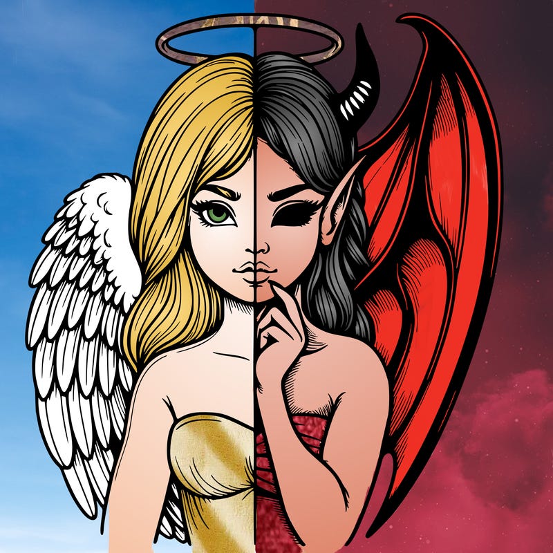 realistic angel half demon